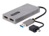 Startech USB to Dual HDMI Adapter, USB A/C to 2x HDMI Monitors (1x 4K 30Hz, 1x 1080p), Integrated USB-A to C Dongle, 4in/11cm Cable, Windows & macOS - Venstre vinkel